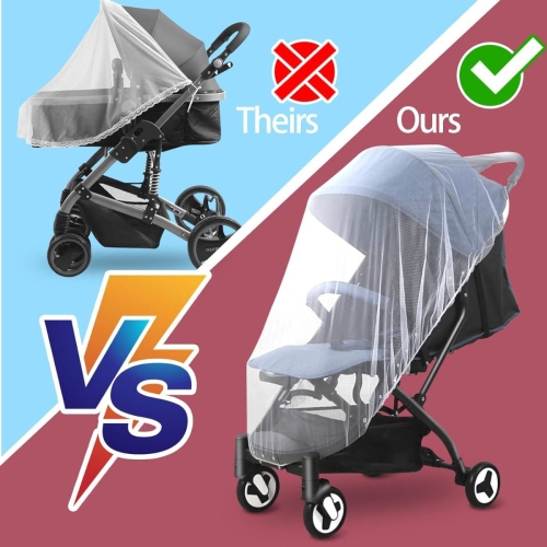 Moustiquaire Party Propz pour poussette/moustiquaire blanc pour porte-bébés, poussette, landau, sièges d'auto, lits pour bébé, Bercles/plein air,