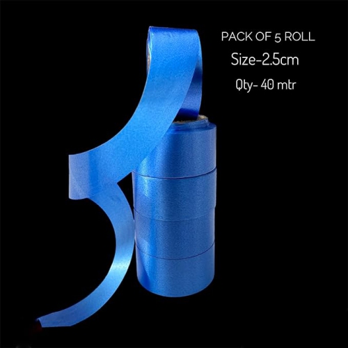 5 Pack Satin Ribbon Polyester Satin Ribbons for Gift Wrapping, DIY Crafts ,Weddings Invitations ,Flower Bouquet ,Home Decor -BLUE