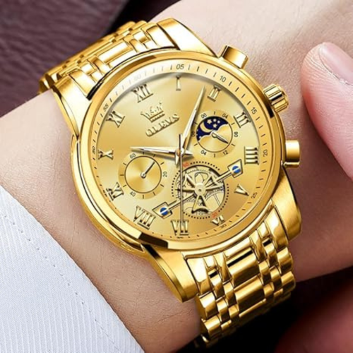 Men's Stainless Steel Chronograph Watch, Big Face Multi Dial Waterproof Luminous Analog Quartz Watch, Luxury Date Diamond Classic Men Wrist Watch