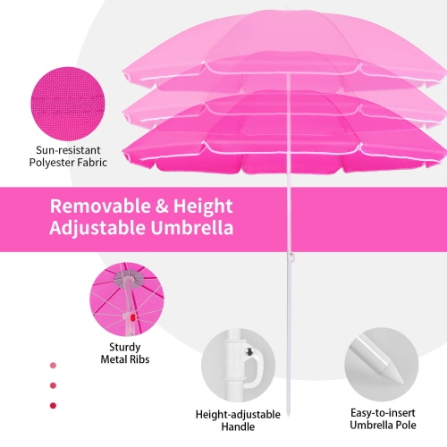 Chaise de pique-nique pliable portative double avec table-parapluie et glacière de Costway pour le camping sur la plage
