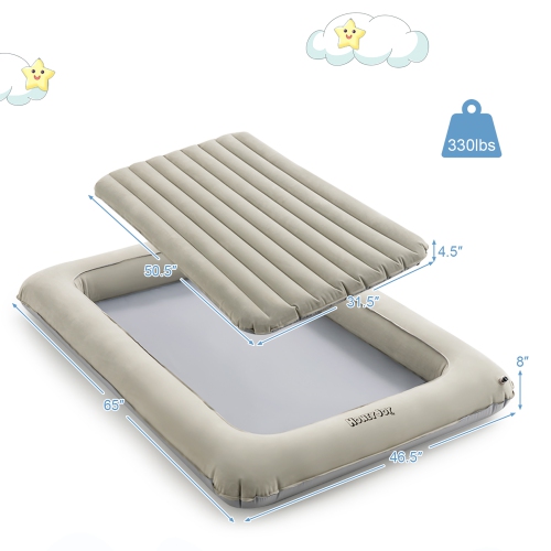 HoneyJoy Inflatable Toddler Travel Bed w/ Electric Pump Portable Blow Up Bed for Kids