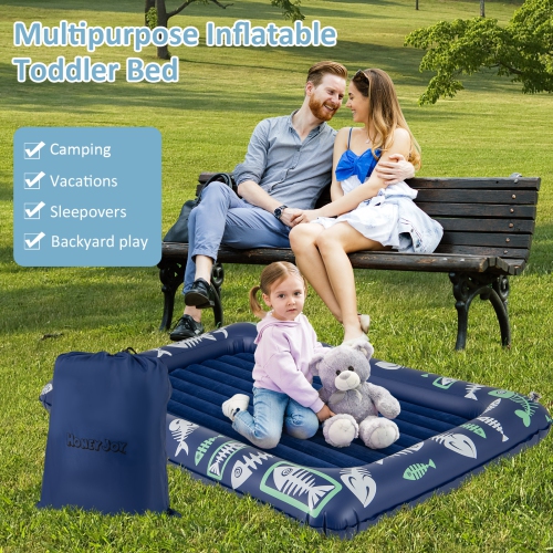 Costway Inflatable Kids Travel Bed Portable Air Mattress Set with Double-sided Mattress
