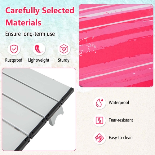 Costway 2-Pack Folding Backpack Beach Chair Table Set 5-Position Outdoor Reclining Chair