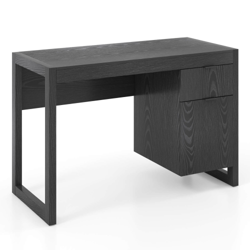 Costway Computer Desk with Storage Cabinet Pull-out Drawer Stable Thick Legs for Bedroom