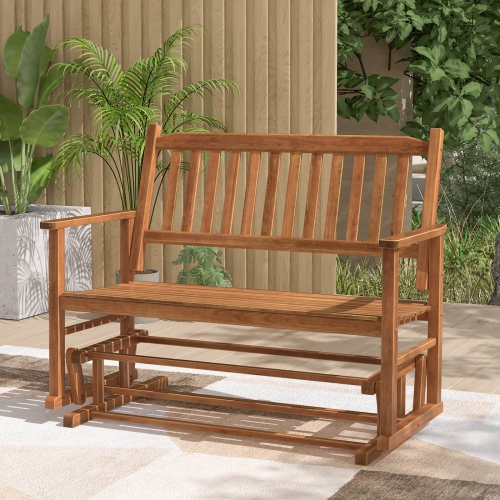 Costway Patio Glider Loveseat Chair Swing Rocking Bench with Slatted Seat & Curved Backrest