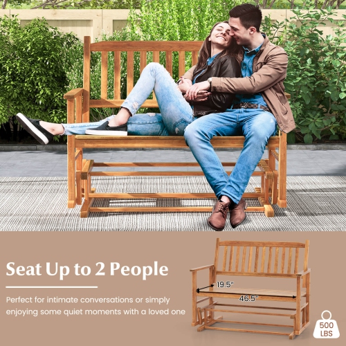 Costway Patio Glider Loveseat Chair Swing Rocking Bench with Slatted Seat & Curved Backrest