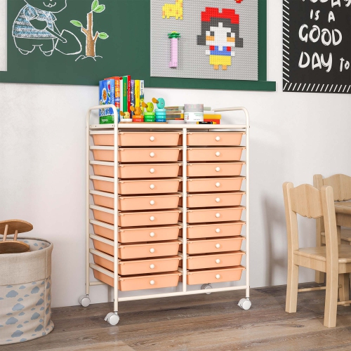 Costway 20 Drawers Rolling Cart Storage Scrapbook Paper Studio Organizer Bins