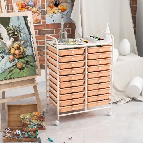 Costway 20 Drawers Rolling Cart Storage Scrapbook Paper Studio Organizer Bins