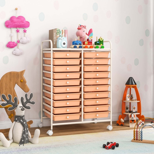 Costway 20 Drawers Rolling Cart Storage Scrapbook Paper Studio Organizer Bins