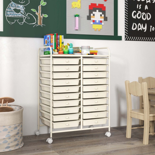 Costway 20 Drawers Rolling Cart Storage Scrapbook Paper Studio Organizer Bins