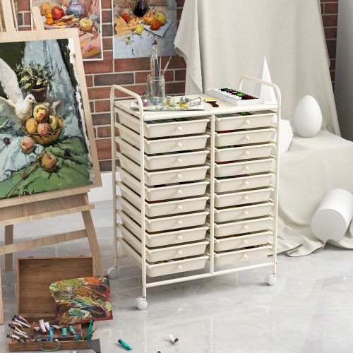 Costway 20 Drawers Rolling Cart Storage Scrapbook Paper Studio Organizer Bins