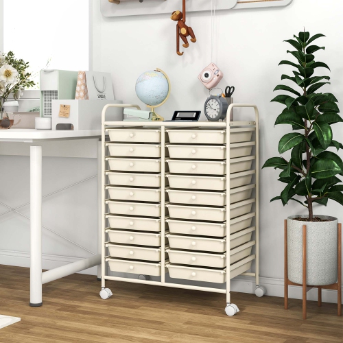 Costway 20 Drawers Rolling Cart Storage Scrapbook Paper Studio Organizer Bins