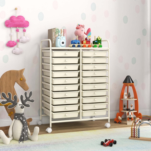 Costway 20 Drawers Rolling Cart Storage Scrapbook Paper Studio Organizer Bins