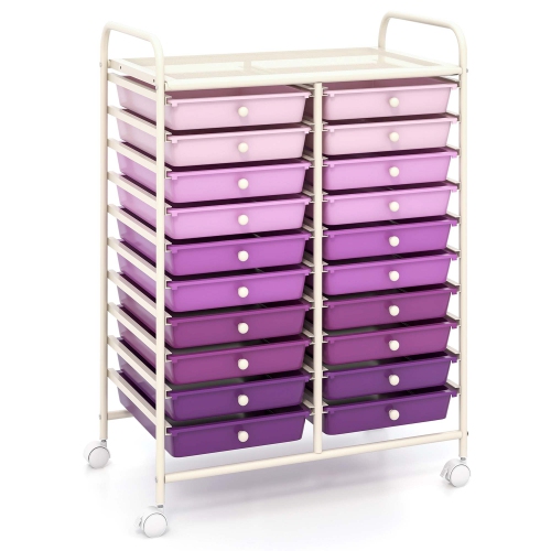 COSTWAY  20 Drawers Rolling Cart Storage Scrapbook Paper Studio Organizer Bins