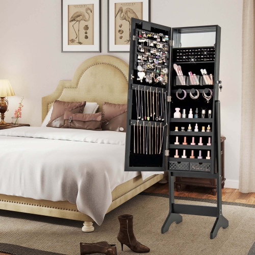 Armoire à bijoux miroir LED de Costway avec 20 lumières LED pleine longueur, angles réglables