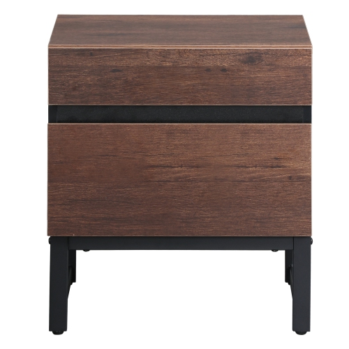 Table de bout moderne WAMPAT avec 2 tiroirs, table d'appoint avec canapé avec rangement pour petits espaces, table de chevet en bois pour le salon,