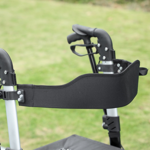 HOMCOM Rollator Walker for Tall, Senior, Adult with 9" Wheels, Seat, Back, Aluminum Lightweight Folding Rolling Walker with Adjustable Handle, Bag,