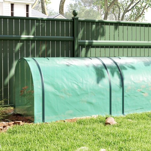 Mini tunnel en PE Outsunny, jardin de serre vert, 11,5' x 3' x 2,6' Portes maison maison chaude, cadre en acier, vert