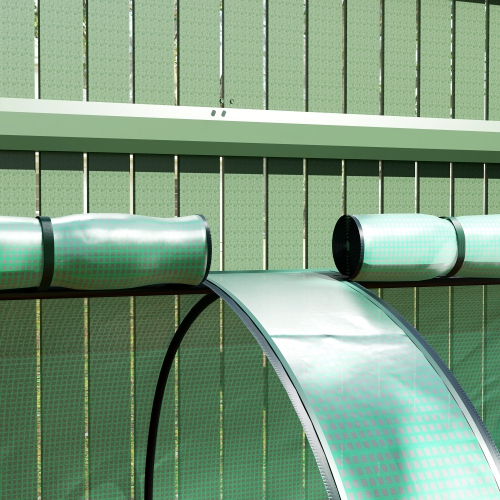 Mini tunnel en PE Outsunny, jardin de serre vert, 11,5' x 3' x 2,6' Portes maison maison chaude, cadre en acier, vert