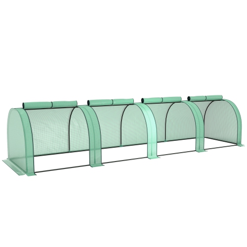 Outsunny – Mini tunnel en PE, jardin de serre vert, pot de jardinage, pot de plantes portatif, fleurs, cadre en acier, maison chaude, vert, 13 x 3 x