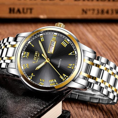 LIGE Mens Watches Fashion Waterproof Stainless Steel Analogue Quartz Watch Business Automatic Calendar Wrist Watch for Men
