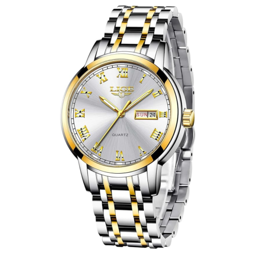 LIGE  Mens Watches Fashion Waterproof Stainless Steel Analogue Quartz Watch Business Automatic Calendar Wrist Watch for Men In Multicolor