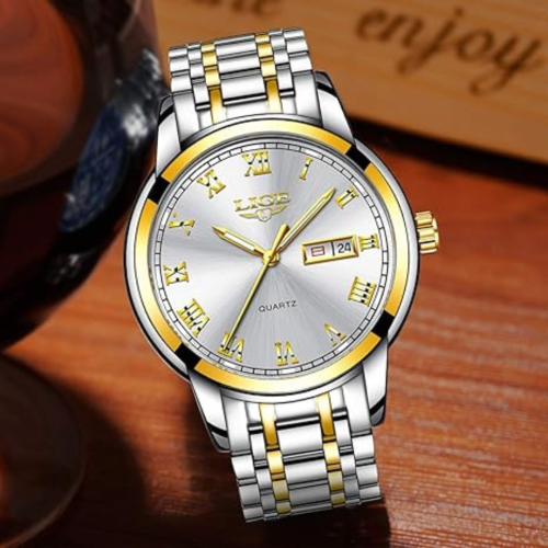 LIGE Mens Watches Fashion Waterproof Stainless Steel Analogue Quartz Watch Business Automatic Calendar Wrist Watch for Men