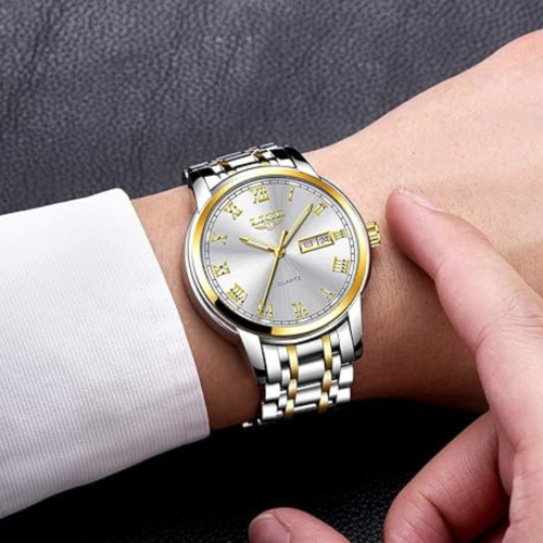 LIGE Mens Watches Fashion Waterproof Stainless Steel Analogue Quartz Watch Business Automatic Calendar Wrist Watch for Men