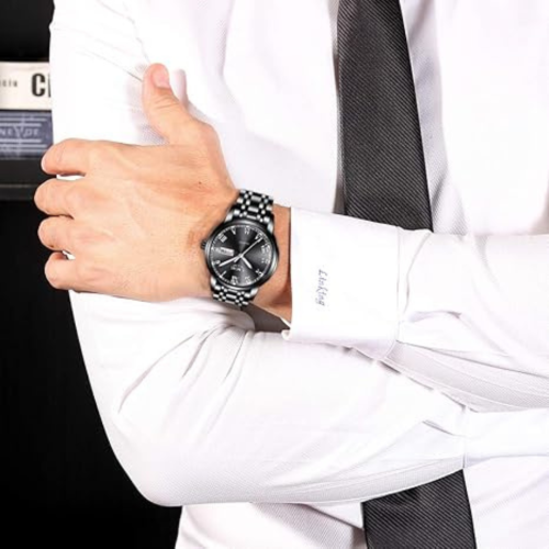 LIGE Mens Watches Fashion Waterproof Stainless Steel Analogue Quartz Watch Business Automatic Calendar Wrist Watch for Men