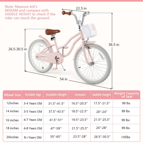 Prorider 20" Kids Bike with Height Adjustable Handlebar & Seat Hand Brake & Coaster Brake