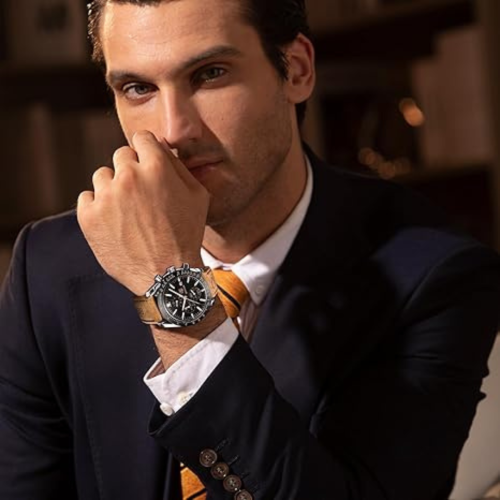 Mens Watches/Montre Homme Chronograph Analog Quartz Waterproof Wrist Watch for Men Business Casual Sport Date Dress Watch with Leather/Stainless