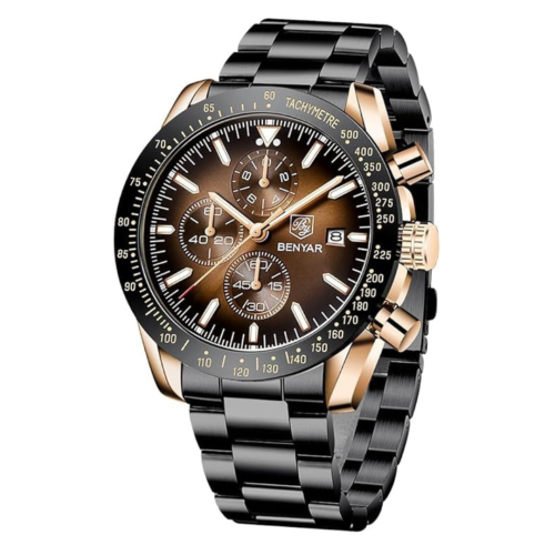 MEHIAZ  Mens Watches/montre Homme Chronograph Analog Quartz Waterproof Wrist Watch for Men Business Casual Sport Date Dress Watch \w Leather/stainless