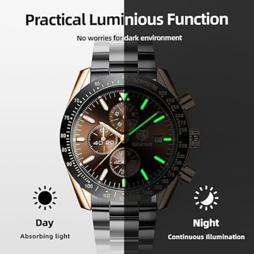Mens Watches/Montre Homme Chronograph Analog Quartz Waterproof Wrist Watch for Men Business Casual Sport Date Dress Watch with Leather/Stainless
