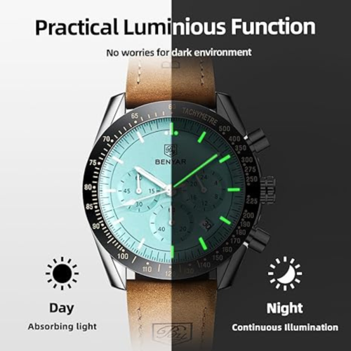 Mens Watches/Montre Homme Chronograph Analog Quartz Waterproof Wrist Watch for Men Business Casual Sport Date Dress Watch with Leather/Stainless
