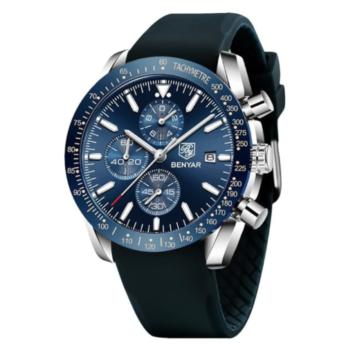 BENYAR  Mens Watches/montre Homme Chronograph Analog Quartz Waterproof Wrist Watch for Men Business Casual Sport Date Dress Watch \w Leather/stainless
