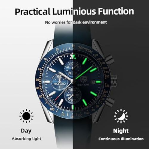 Mens Watches/Montre Homme Chronograph Analog Quartz Waterproof Wrist Watch for Men Business Casual Sport Date Dress Watch with Leather/Stainless