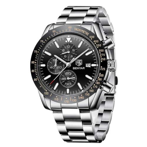 Mens Watches/Montre Homme Chronograph Analog Quartz Waterproof Wrist Watch for Men Business Casual Sport Date Dress Watch with Leather/Stainless