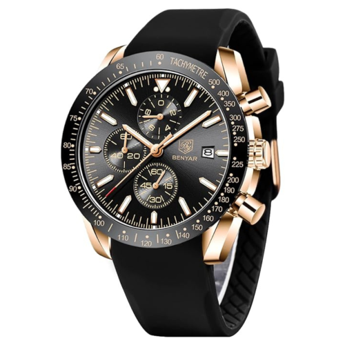 BENYAR  Mens Watches/montre Homme Chronograph Analog Quartz Waterproof Wrist Watch for Men Business Casual Sport Date Dress Watch \w Leather/stainless