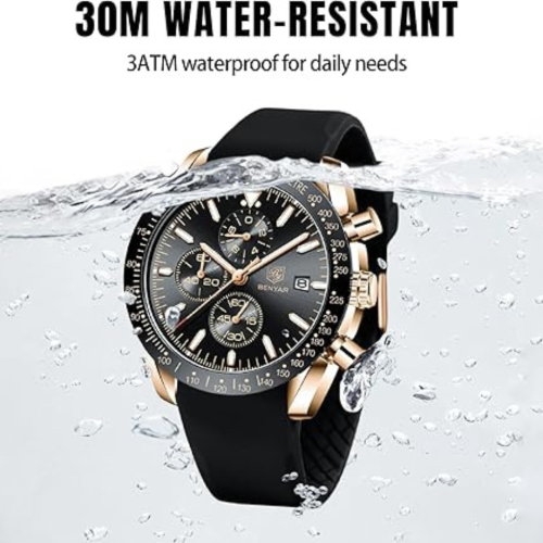 Mens Watches/Montre Homme Chronograph Analog Quartz Waterproof Wrist Watch for Men Business Casual Sport Date Dress Watch with Leather/Stainless