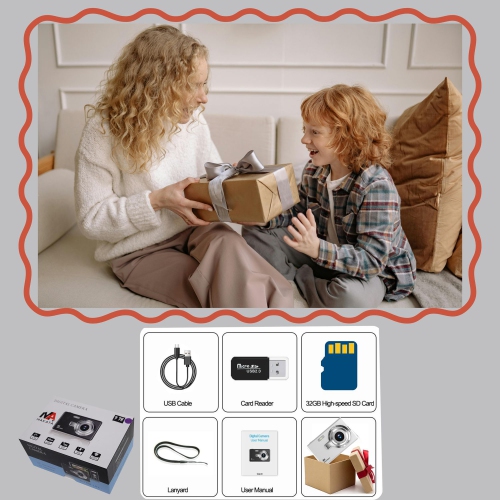 MAKATA Kid's 4K Digital Camera and Video Recorder 48MP 16X Zoom 1080P HD Vlogging Point and Shoot Camera 32GB Memory Card, Gift for Kids, Teens,