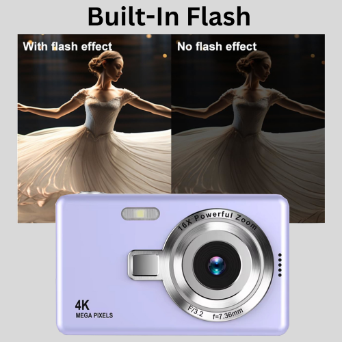 MAKATA Kid's 4K Digital Camera and Video Recorder 48MP 16X Zoom 1080P HD Vlogging Point and Shoot Camera 32GB Memory Card, Gift for Kids, Teens,