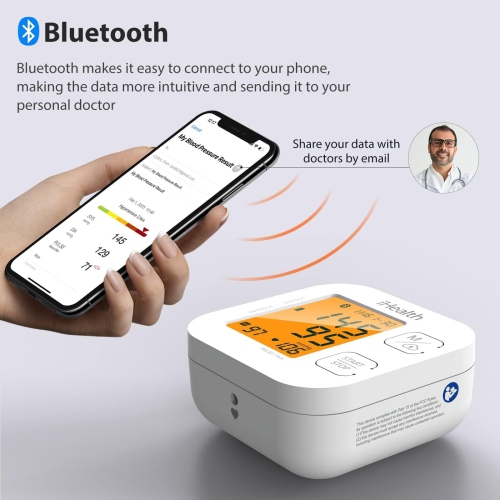 iHealth Track Smart Upper Arm Blood Pressure Monitor – Bluetooth Compatible, Wide Range Cuff, Accurate Readings, Smartphone App Integration, Portable