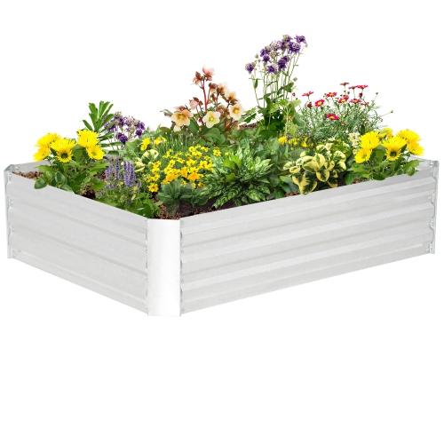 OUTSUNNY  Galvanized Raised Garden Bed, 4' X 3' X 1' Outdoor Metal Planter Box, Standing Raised Bed for Growing Flowers, Herbs And Vegetables
