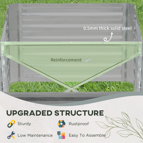 Outsunny Raised Garden Bed, 6' x 3' x 2' Galvanized Steel Planters for Outdoor Plants with Multi-reinforced Rods for Vegetables, Flowers and Herbs,
