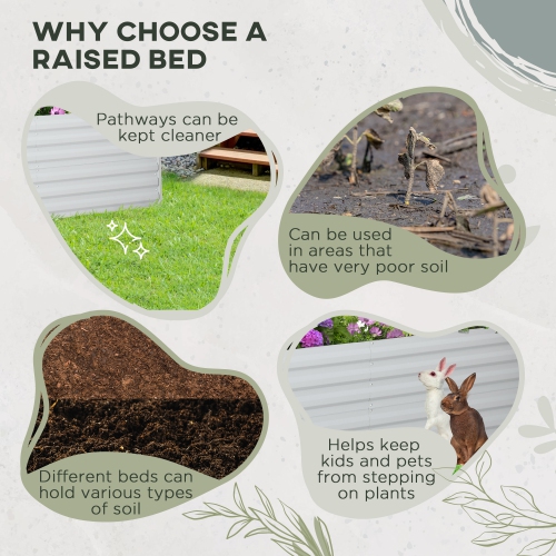 Outsunny Raised Garden Bed, 6' x 3' x 2' Galvanized Steel Planters for Outdoor Plants with Multi-reinforced Rods for Vegetables, Flowers and Herbs,