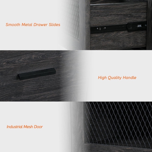 WAMPAT Nightstand with Drawers,Tall 3 Drawer Bedside Table for Bedroom,End Tables with Chest of Drawers for Living Room,Dark Walnut and Black