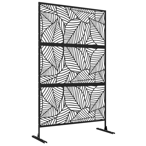 OUTSUNNY  Metal Outdoor Privacy Screen, Decorative Outdoor Divider w Stand And Expansion Screws, Freestanding Privacy Panel for Garden, Backyard