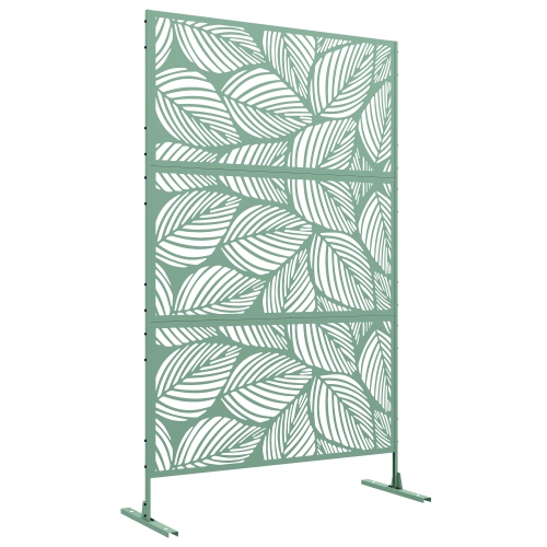 OUTSUNNY  Metal Outdoor Privacy Screen, Decorative Outdoor Divider \w Stand And Expansion Screws, Freestanding Privacy Panel for Garden, Backyard