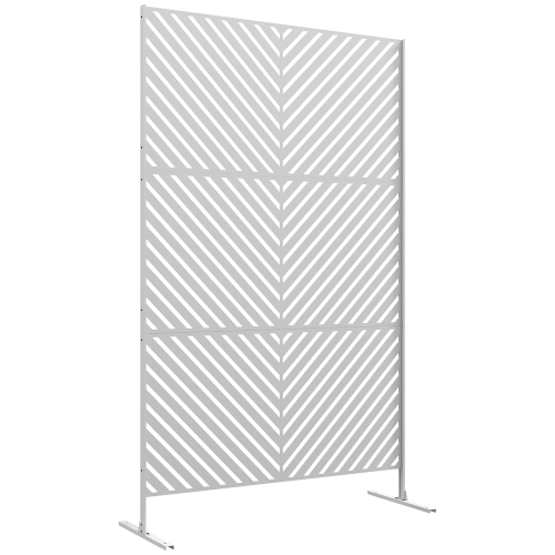OUTSUNNY  Metal Outdoor Privacy Screen, Decorative Outdoor Divider w Stand And Expansion Screws, Freestanding Privacy Panel for Garden, Backyard