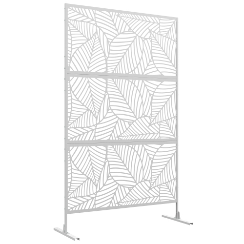 OUTSUNNY  Metal Outdoor Privacy Screen, Decorative Outdoor Divider \w Stand And Expansion Screws, Freestanding Privacy Panel for Garden, Backyard